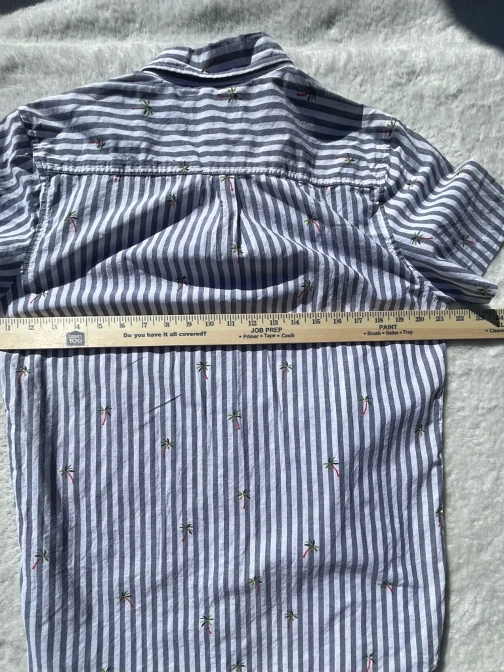 Sovereign Code Blue‎ and White Striped Short Sleeve Button-Down Shirt
